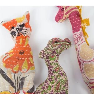 8” Kantha Stitch Stuffed Dog, 100% Cotton made from Sari Fabrics 
Made in INDIA
